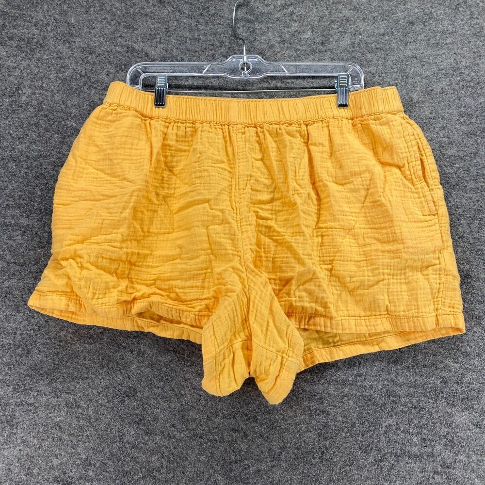 A New Approach Shorts Women L Large Orange Hot Pants High Rise Pull On Cotton